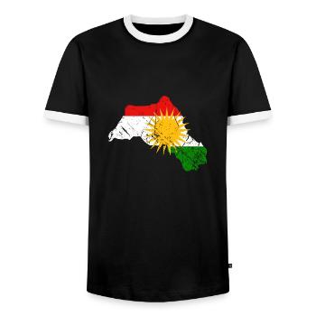 Kurdistan Flagge - Männer Kontrast-T-Shirt - Schwarz/Weiß - Vorne - AI Model Female 172 light (172cm) & AI Model Male 178 light (178cm)