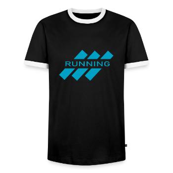 Marathon Running Run jogging - Men's Ringer Shirt - black/white - Front - AI Model Female 172 light (172cm) & AI Model Male 178 light (178cm)