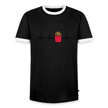 Frites Français pulse - T-shirt contrasté Homme - noir/blanc - Devant - AI Model Female 172 light (172cm) & AI Model Male 178 light (178cm)