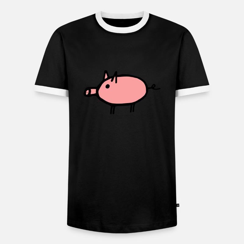Schwein - Männer Kontrast-T-Shirt - Schwarz/Weiß