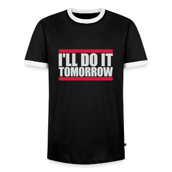 Citation de Do It Tomorrow - T-shirt contrasté Homme - noir/blanc - Devant - AI Model Female 172 light (172cm) & AI Model Male 178 light (178cm)