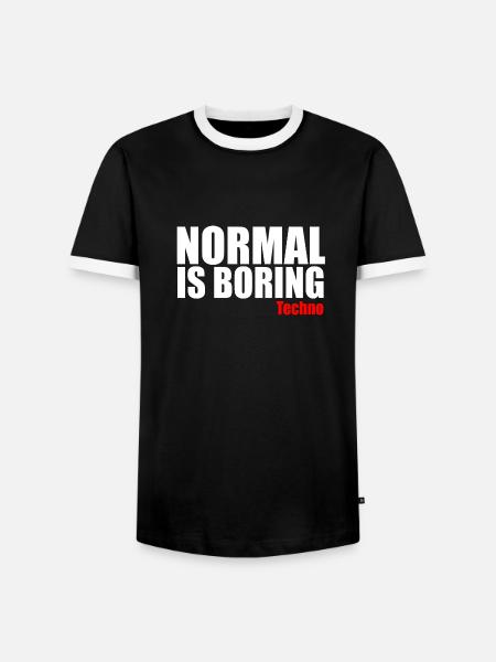 Normal ist langweiliges Techno-Zitat - Männer Kontrast-T-Shirt - Schwarz/Weiß