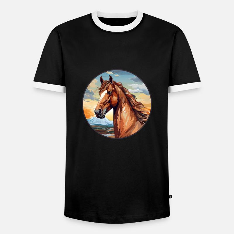 Pferd - Männer Kontrast-T-Shirt - Schwarz/Weiß