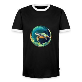 Tortue - T-shirt contrasté Homme - noir/blanc - Devant - AI Model Female 172 light (172cm) & AI Model Male 178 light (178cm)