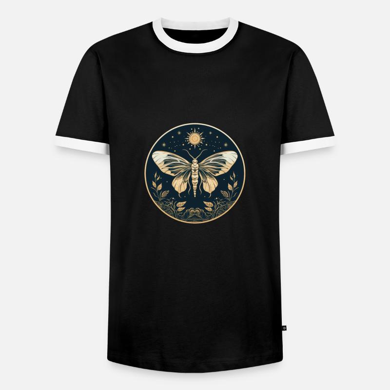 Moth - Men's Ringer Shirt - black/white