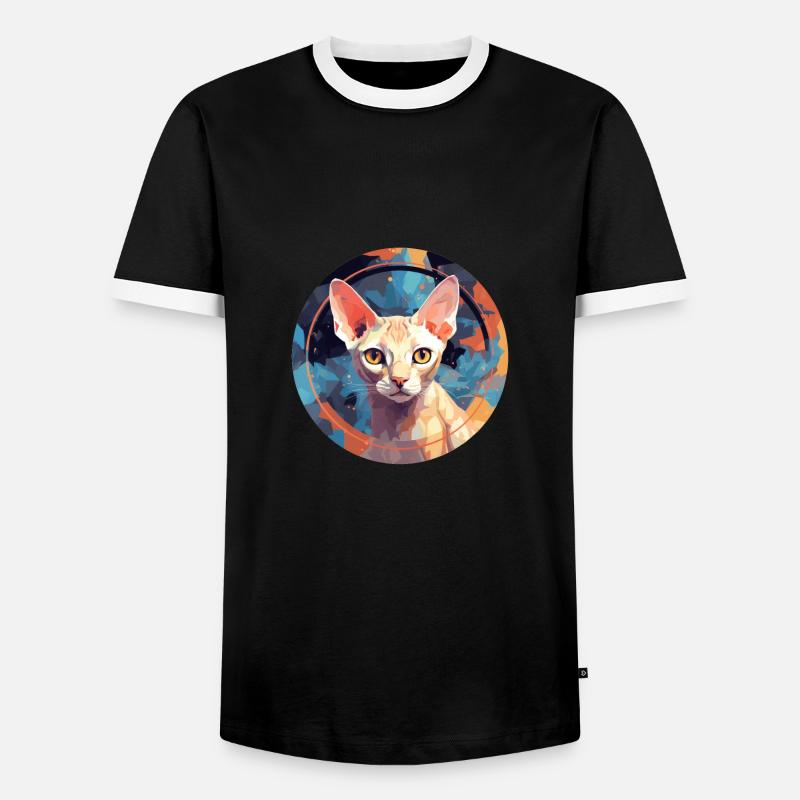 Devon Rex Cat - Men's Ringer Shirt - black/white