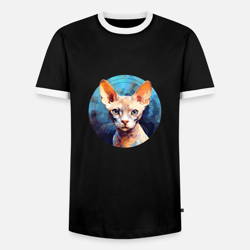Devon Rex Katze - Männer Kontrast-T-Shirt - Schwarz/Weiß