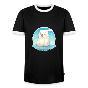 cute little polar bear - Men's Ringer Shirt - black/white - Front - AI Model Female 172 light (172cm) & AI Model Male 178 light (178cm)