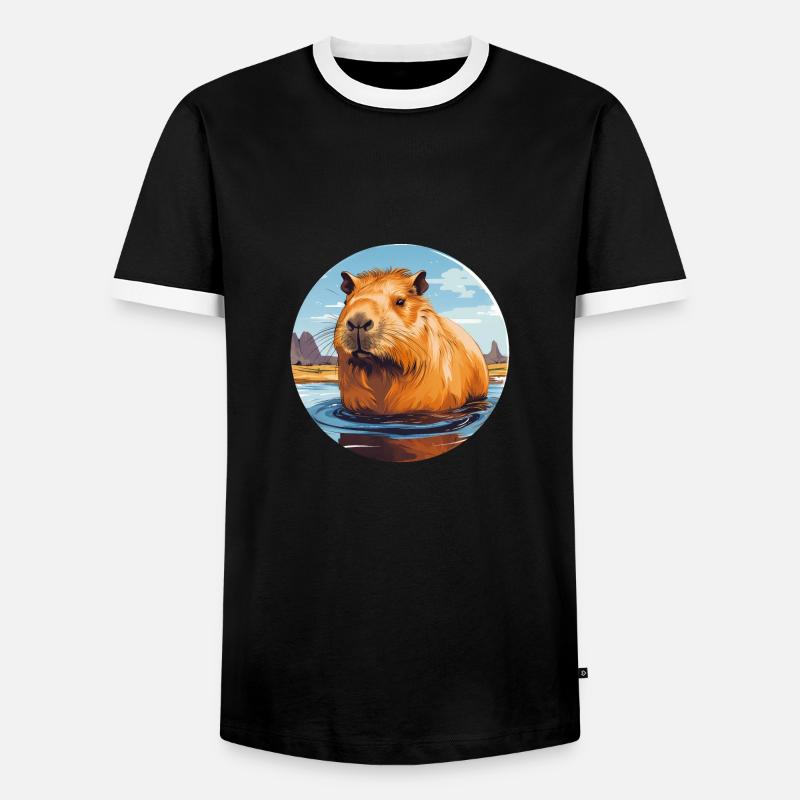 Capybara - Men's Ringer Shirt - black/white