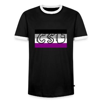 Fierté asexuée CSD - T-shirt contrasté Homme - noir/blanc - Devant - AI Model Female 172 light (172cm) & AI Model Male 178 light (178cm)