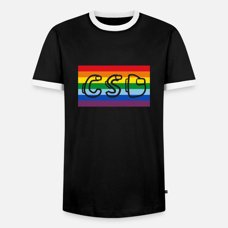 Rainbow Banner CSD - Men's Ringer Shirt - black/white
