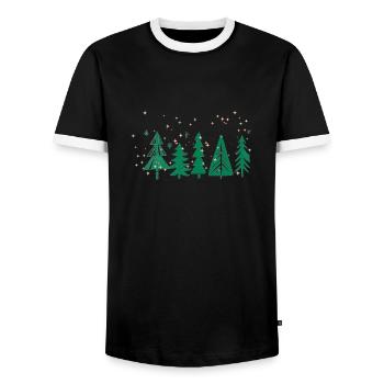 Weihnachtsbaum Design, Goldflocken - Männer Kontrast-T-Shirt - Schwarz/Weiß - Vorne - AI Model Female 172 light (172cm) & AI Model Male 178 light (178cm)