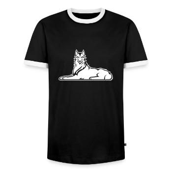 Einsamer Wolf von Itschkeria - Männer Kontrast-T-Shirt - Schwarz/Weiß - Vorne - AI Model Female 172 light (172cm) & AI Model Male 178 light (178cm)