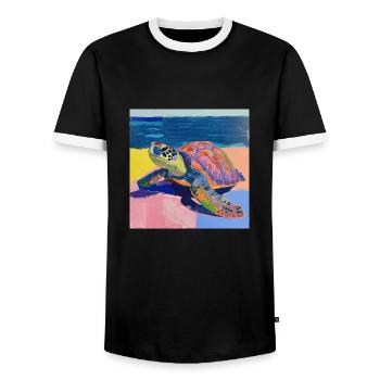 schildkröte, bunt, tier, geschenk, geschenkidee - Männer Kontrast-T-Shirt - Schwarz/Weiß - Vorne - AI Model Female 172 light (172cm) & AI Model Male 178 light (178cm)