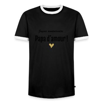 Happy Birthday Love Dad - Men's Ringer Shirt - black/white - Front - AI Model Female 172 light (172cm) & AI Model Male 178 light (178cm)