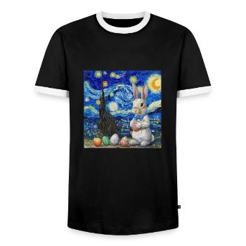 Osterhase, Ostern, Hase, frohe ostern, ostereier - Männer Kontrast-T-Shirt - Schwarz/Weiß - Vorne - AI Model Female 172 light (172cm) & AI Model Male 178 light (178cm)