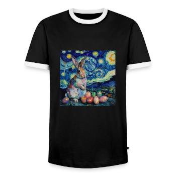 Osterhase, Ostern, Hase, frohe ostern, ostereier - Männer Kontrast-T-Shirt - Schwarz/Weiß - Vorne - AI Model Female 172 light (172cm) & AI Model Male 178 light (178cm)