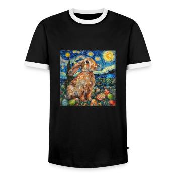lapin de Pâques, Pâques, lapin, joyeuses Pâques, oeufs de Pâques - T-shirt contrasté Homme - noir/blanc - Devant - AI Model Female 172 light (172cm) & AI Model Male 178 light (178cm)