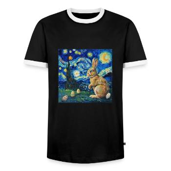 Osterhase, Ostern, Hase, frohe ostern, ostereier - Männer Kontrast-T-Shirt - Schwarz/Weiß - Vorne - AI Model Female 172 light (172cm) & AI Model Male 178 light (178cm)