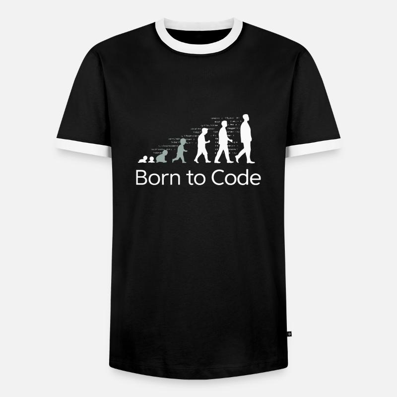 NÉ POUR CODER - T-shirt contrasté Homme - noir/blanc