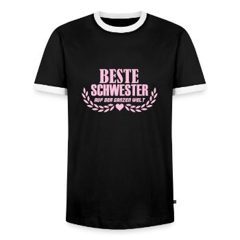 Meilleure Sœur 002 - T-shirt contrasté Homme - noir/blanc - Devant - AI Model Female 172 light (172cm) & AI Model Male 178 light (178cm)
