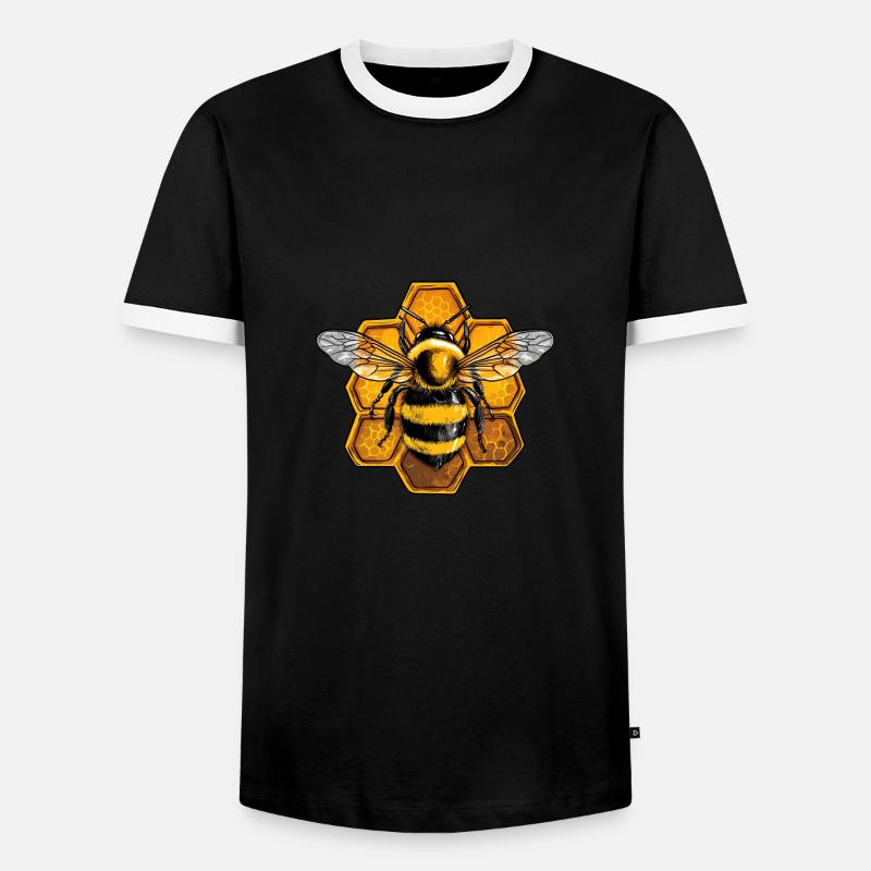 Honey Bee Beekeeper Gift - Men's Ringer Shirt - black/white