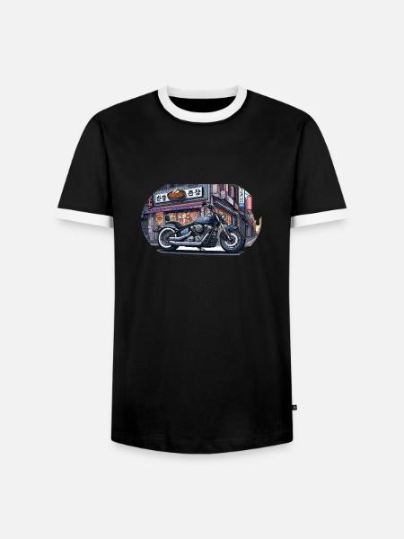 鉄鬼 Tekki Chopper - Männer Kontrast-T-Shirt - Schwarz/Weiß