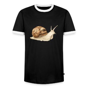 Snail - Men's Ringer Shirt - black/white - Front - AI Model Female 172 light (172cm) & AI Model Male 178 light (178cm)