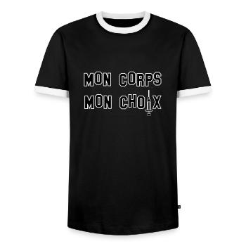 Mon Corps, mon choix ! - T-shirt contrasté Homme - noir/blanc - Devant - AI Model Female 172 light (172cm) & AI Model Male 178 light (178cm)
