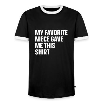 Meine Lieblingsnichte Hat Mir Das Geschenkt - Männer Kontrast-T-Shirt - Schwarz/Weiß - Vorne - AI Model Female 172 light (172cm) & AI Model Male 178 light (178cm)