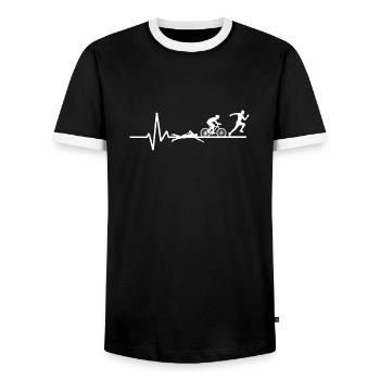 Natation Vélo Course à pied - T-shirt contrasté Homme - noir/blanc - Devant - AI Model Female 172 light (172cm) & AI Model Male 178 light (178cm)