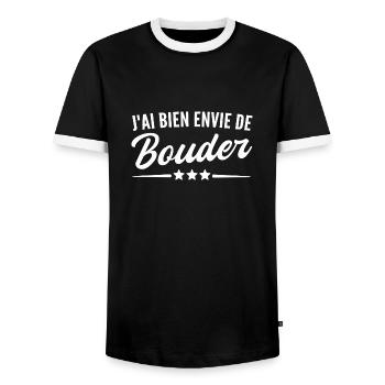 j ai bien envie de bouder - T-shirt contrasté Homme - noir/blanc - Devant - AI Model Female 172 light (172cm) & AI Model Male 178 light (178cm)