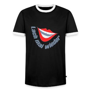 Lach mal wieder - Männer Kontrast-T-Shirt - Schwarz/Weiß - Vorne - AI Model Female 172 light (172cm) & AI Model Male 178 light (178cm)