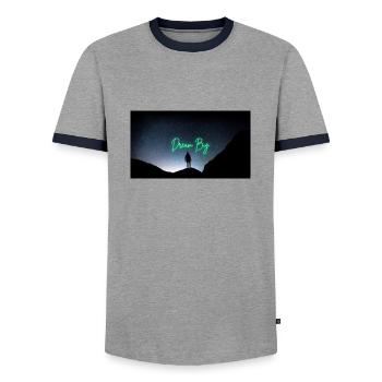 Dream big - Men's Ringer Shirt - grey/navy  - Front - AI Model Female 172 light (172cm) & AI Model Male 178 light (178cm)