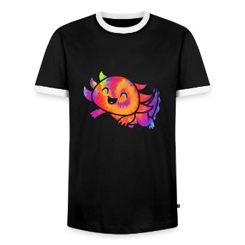 Axolotl - Men's Ringer Shirt - black/white - Front - AI Model Female 172 light (172cm) & AI Model Male 178 light (178cm)