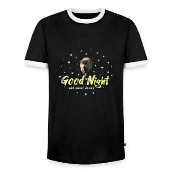 Sheep Good Night Sleep Shirt - Men's Ringer Shirt - black/white - Front - AI Model Female 172 light (172cm) & AI Model Male 178 light (178cm)