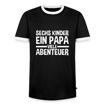 Dad of 6 children - Men's Ringer Shirt - black/white - Front - AI Model Female 172 light (172cm) & AI Model Male 178 light (178cm)