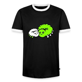 2 Caterpillar Mom Dad Child Family Mother Father Cute - Men's Ringer Shirt - black/white - Front - AI Model Female 172 light (172cm) & AI Model Male 178 light (178cm)