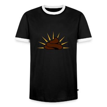heilige_scheisse_v2 - Männer Kontrast-T-Shirt - Schwarz/Weiß - Vorne - AI Model Female 172 light (172cm) & AI Model Male 178 light (178cm)