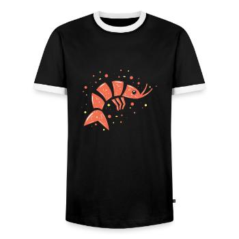 Crevettes fruits de mer Animaux de mer Crevettes - T-shirt contrasté Homme - noir/blanc - Devant - AI Model Female 172 light (172cm) & AI Model Male 178 light (178cm)