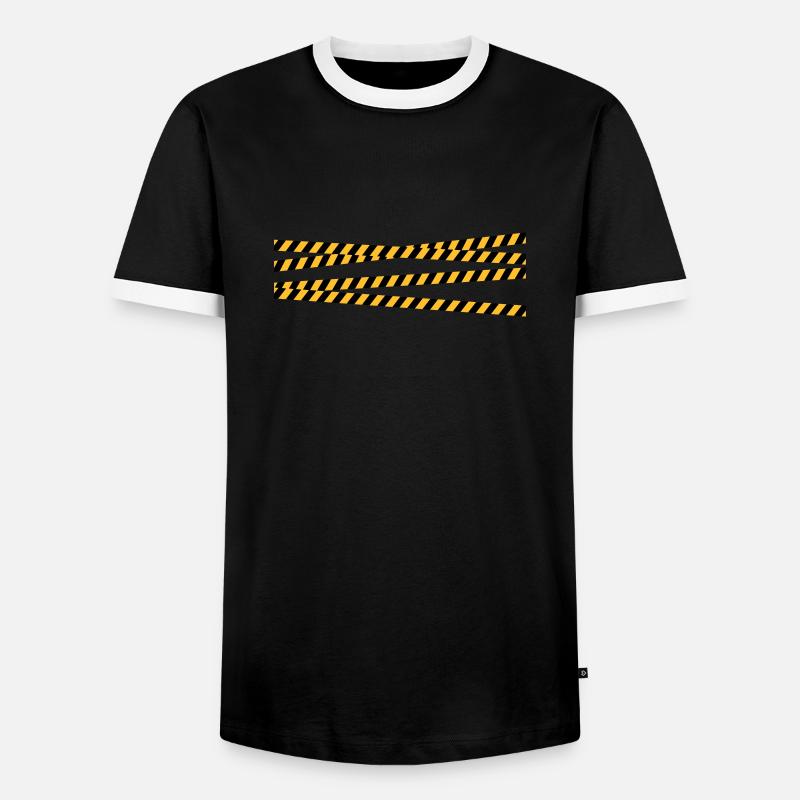 Security tape blocking zone - Men's Ringer Shirt - black/white