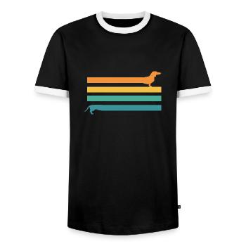 Dachshund Dachshund Vintage Teckel - Men's Ringer Shirt - black/white - Front - AI Model Female 172 light (172cm) & AI Model Male 178 light (178cm)