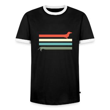 Dachshund Dachshund Gifts Retro - Men's Ringer Shirt - black/white - Front - AI Model Female 172 light (172cm) & AI Model Male 178 light (178cm)