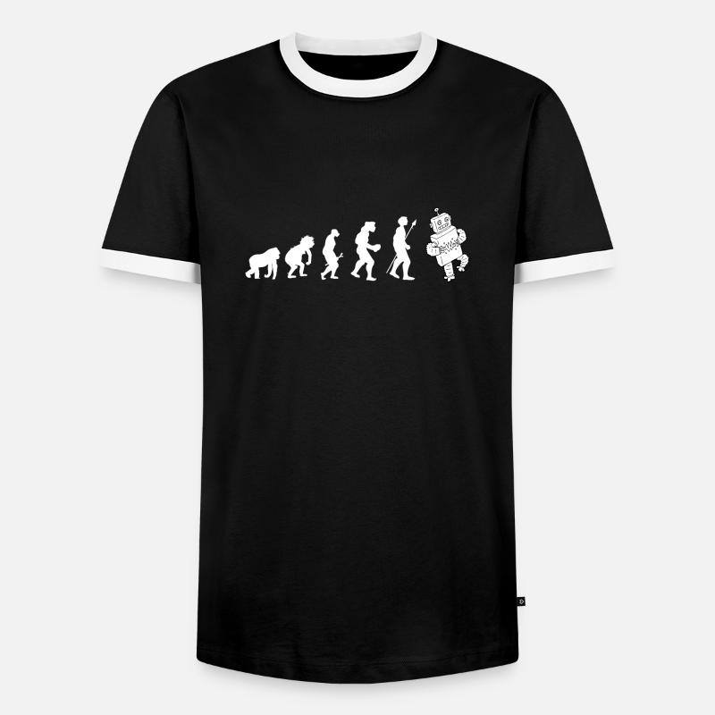Evolution Roboter Geschenkidee - Männer Kontrast-T-Shirt - Schwarz/Weiß