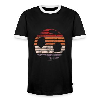 Fußball retro - Männer Kontrast-T-Shirt - Schwarz/Weiß - Vorne - AI Model Female 172 light (172cm) & AI Model Male 178 light (178cm)