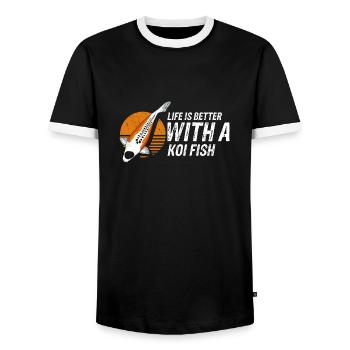 Life Is Better With A Koi Fish Cool Vintage - Männer Kontrast-T-Shirt - Schwarz/Weiß - Vorne - AI Model Female 172 light (172cm) & AI Model Male 178 light (178cm)