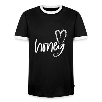 Je t'aime - T-shirt contrasté Homme - noir/blanc - Devant - AI Model Female 172 light (172cm) & AI Model Male 178 light (178cm)
