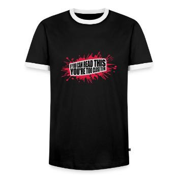 too close to me - Men's Ringer Shirt - black/white - Front - AI Model Female 172 light (172cm) & AI Model Male 178 light (178cm)