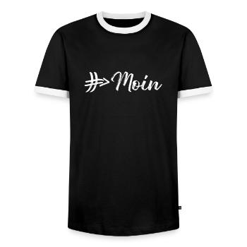 Moin # Hashtag Rautenpfeil Gruß des Nordens - Männer Kontrast-T-Shirt - Schwarz/Weiß - Vorne - AI Model Female 172 light (172cm) & AI Model Male 178 light (178cm)