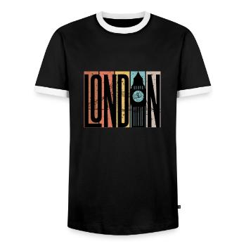 Ville de Londre - T-shirt contrasté Homme - noir/blanc - Devant - AI Model Female 172 light (172cm) & AI Model Male 178 light (178cm)